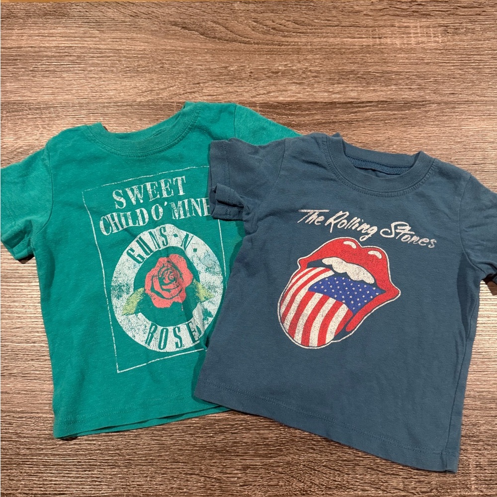 Guns N' Roses & Rolling Stones Graphic Kids Tees - Green & Blue